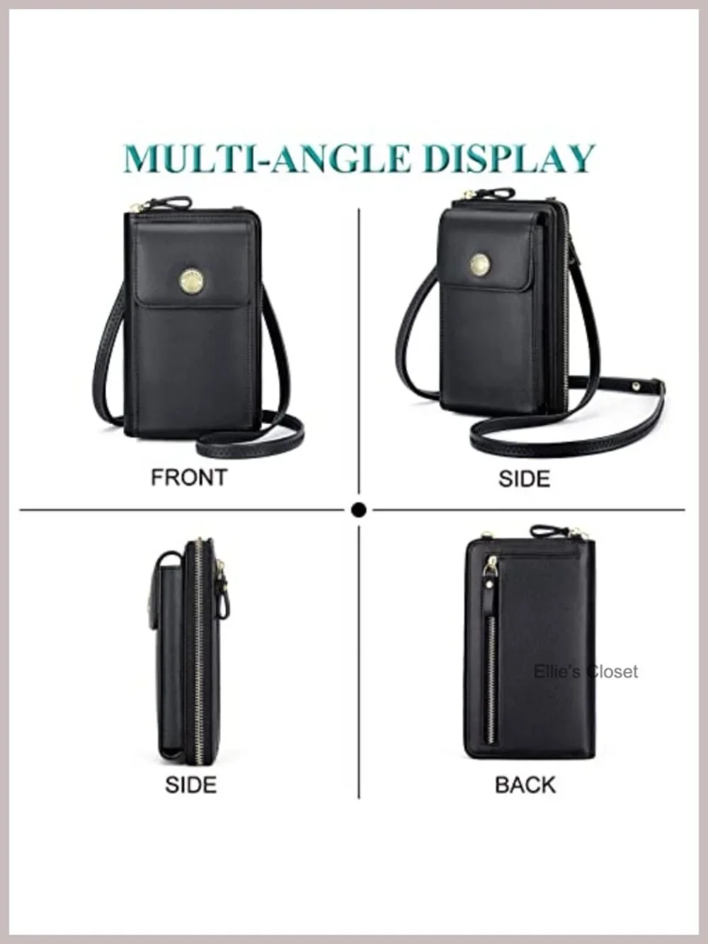 Faux Leather RFID Blocking Crossbody Cell Phone Wallet with Tassel, Adjustable